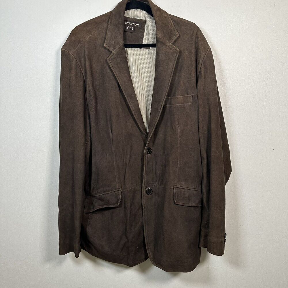 Stetson Western Wear Two-Button Jacket Suede Leather Brown Men's Size XL